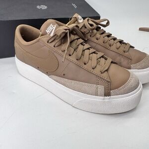 Nike Blazer Low Platform 7.5 Tan Minimalist Clean Girl Capsule Quiet Luxury